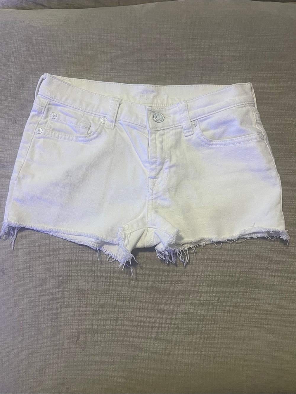 7 For All Mankind White Distressed Denim Shorts